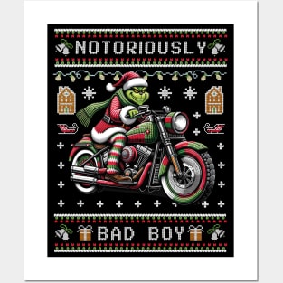 Grinch biker - Ugly Christmas sweater gift Posters and Art